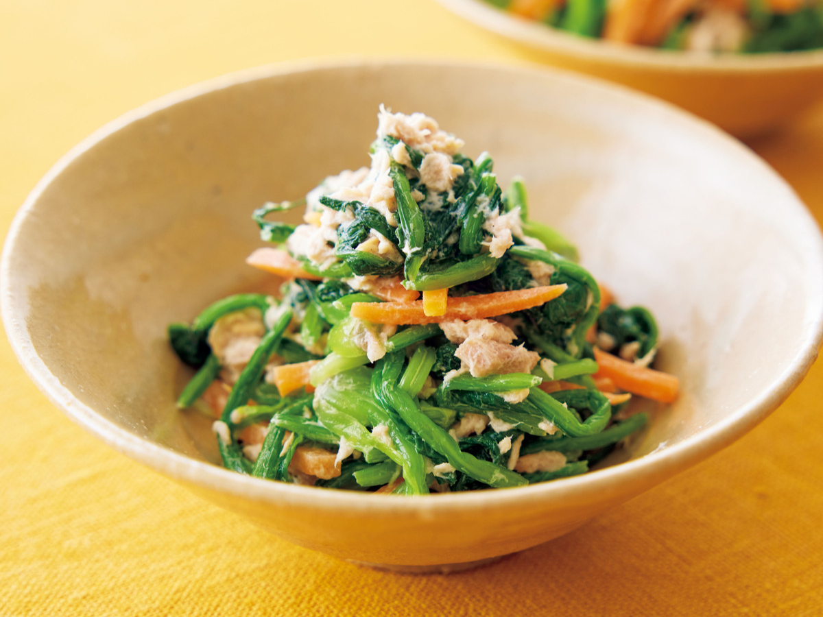 お手軽！ツナとほうれん草の彩りバター炒め