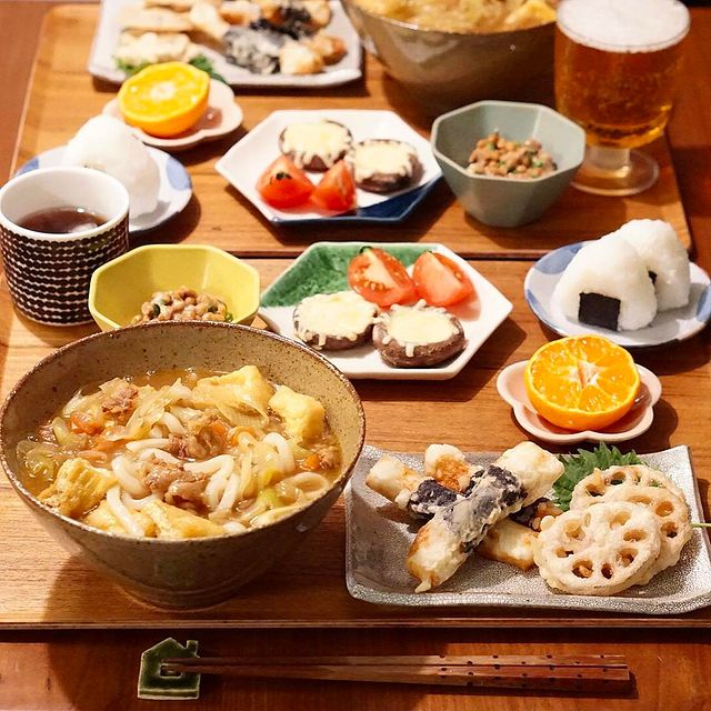 夕食 カレーうどん・コロッケ・チンゲン菜おひたし・お漬物: THE LAST SASURAI ～自炊ニストの食卓～