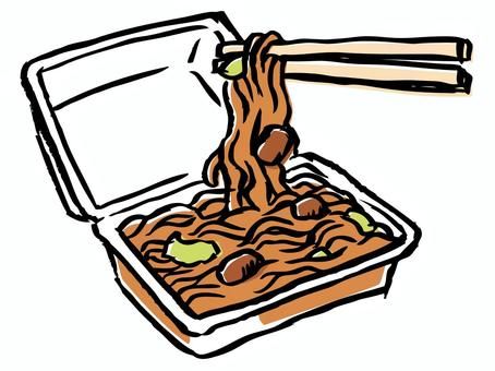 焼きそば 屋台のパック焼きそば イラスト