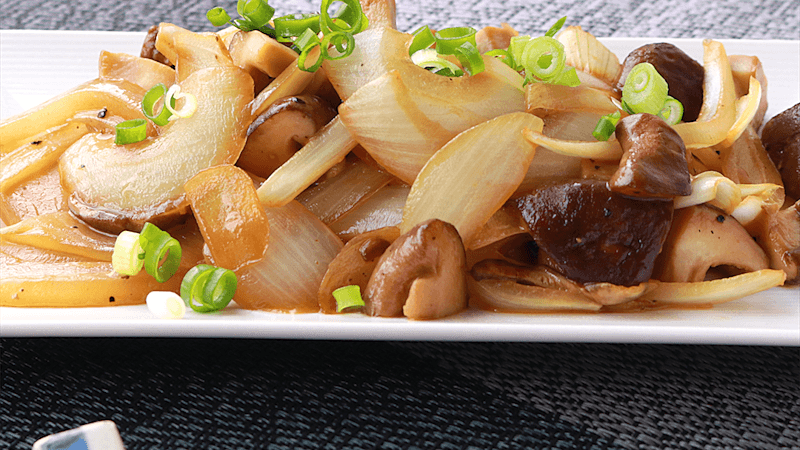 お酒にピッタリ しいたけと玉ねぎの中華風ポン酢和え