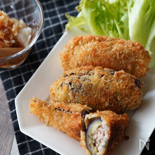 ボリュームおかず♪ なすの肉詰めの甘辛焼き