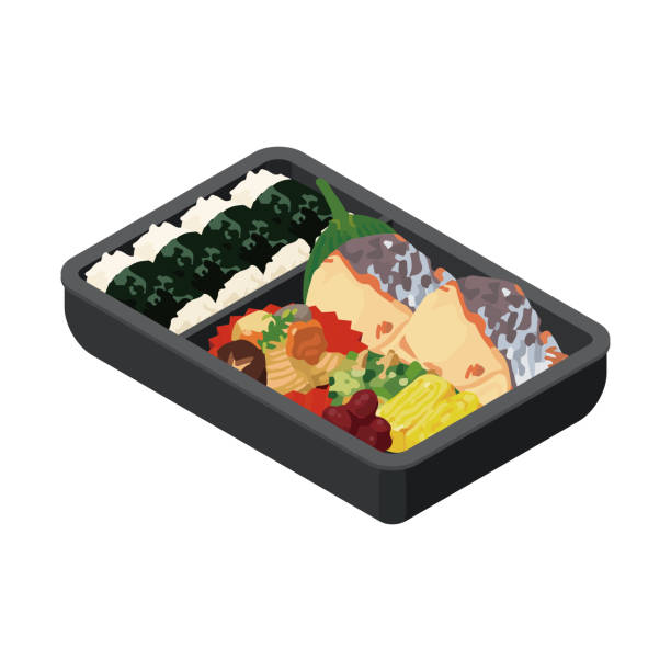 炊き込みご飯のお弁当イラストのフリー素材イラストイメージ