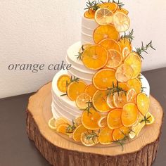 オレンジとアネモネフラワーのフェイククレイケーキ