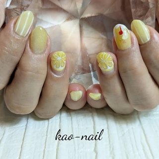 はちみつレモネード＊ネイル レトロかわいい夏のイエローチップ パステルカラー×チビ爪対応×浴衣にも その他ファッション Mofflatte 通販19424511Creema クリーマ