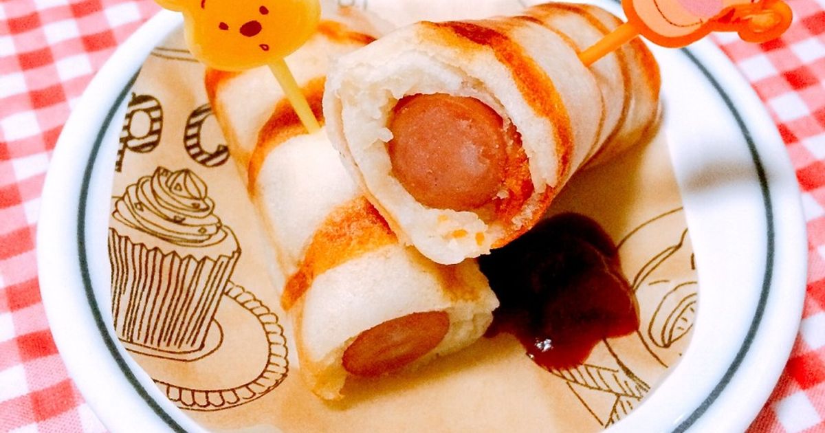 ˋˏ 揚げないアメリカンドック ˎˊ˗﻿ ﻿ ホットケーキミックス愛好家のmizuです 𖧷﻿ ﻿ ホットケーキを作ったり﻿ スコーンを作ったり﻿先日は、ミルクレープを作りました 𓍯̣̇﻿ ﻿ そちらの投稿は﻿mizuのレシピ ↑からご覧頂けます 𖤣𖤥𖤠﻿ ﻿今日は、何を作るかと言いますと