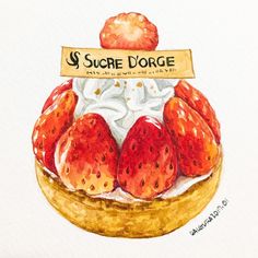 皿に乗せたいちごタルトのラフなタッチの手描き風イラスト 白背景の切り抜きのイラスト素材116036730- PIXTA