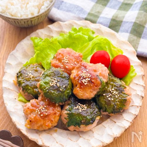 大葉チーズの月見つくね 混ぜて焼くだけ♡簡単♪