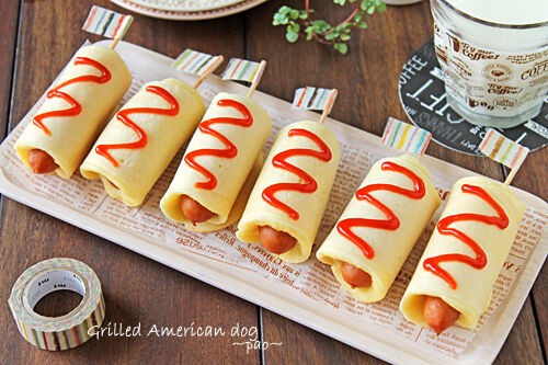 おさかなソーセージで揚げないぶたさんアメリカンドッグ