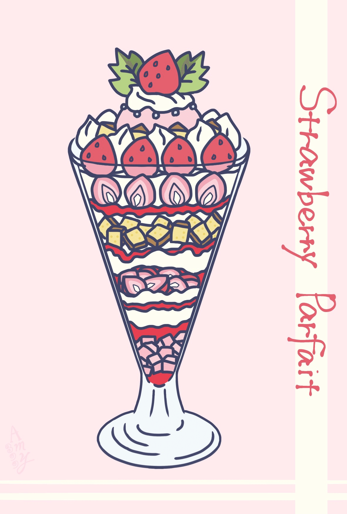 いちごパフェの水彩イラストのイラスト素材38443201- PIXTA