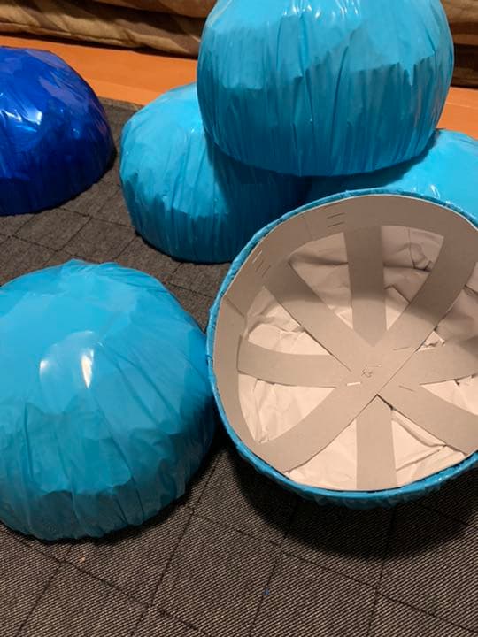 保育園 カラーポリ袋 帽子 フルーツポンチ衣装 果物TikTok