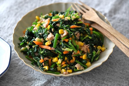 レシピ ほうれん草とにんじんのツナ塩こんぶナムル - しにゃごはん blog