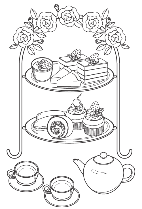 猫とパフェ 塗り絵 無料 を印刷・ダウンロード - ぬり部