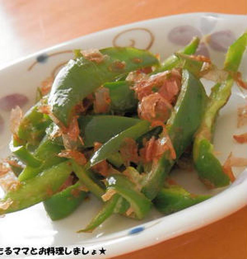 ピーマンとちくわのかつお節あえ