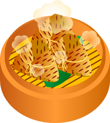 ちまき蒸しのイラストフリー、無料で使えるイラストカット.com