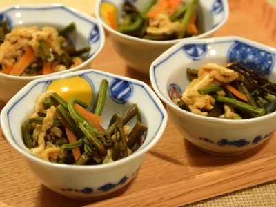 ワラビとお揚げの炊いたんレシピ 公式 大畑ちつるの野菜料理教室