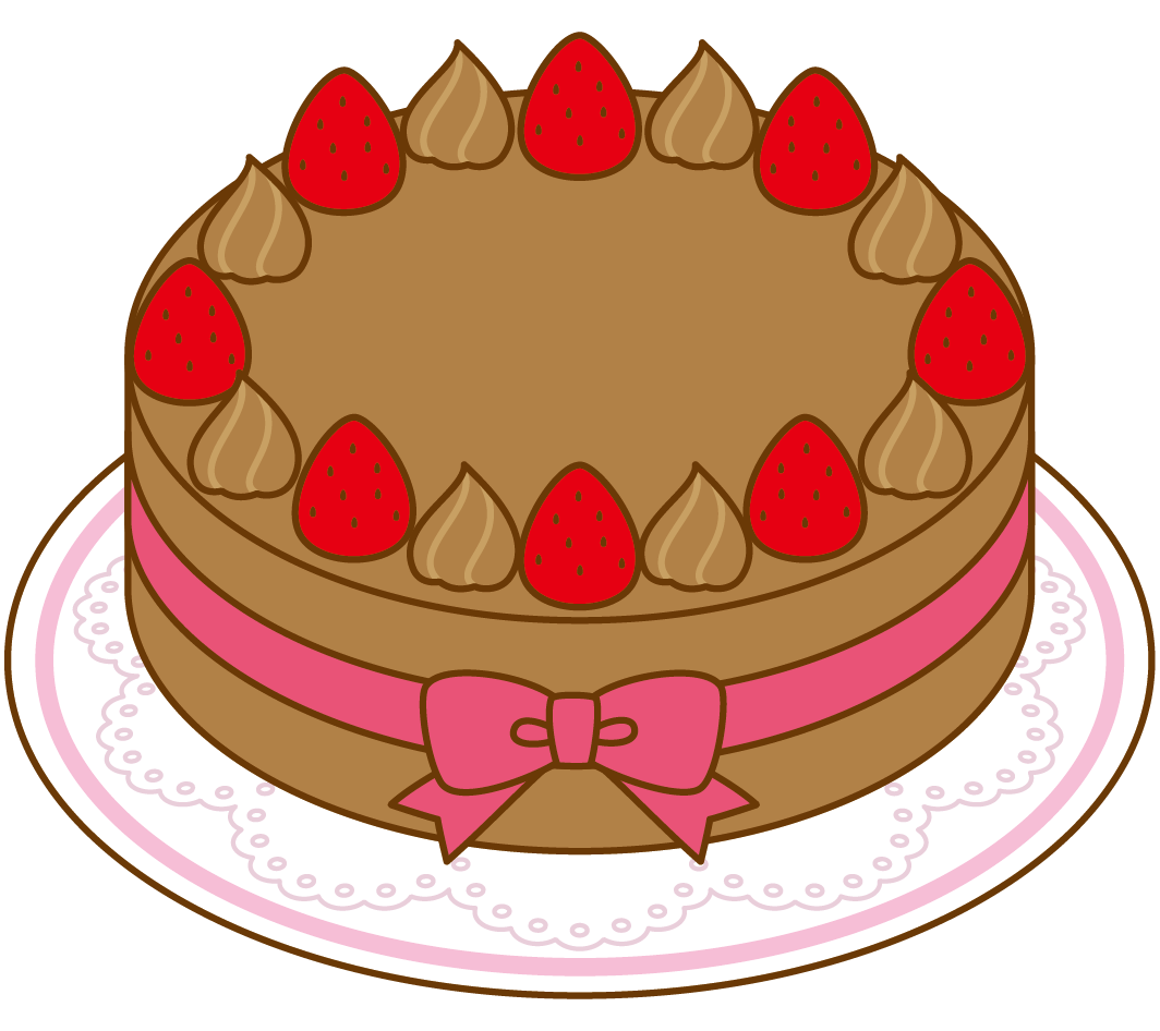 いちごのホールケーキ：イラスト無料