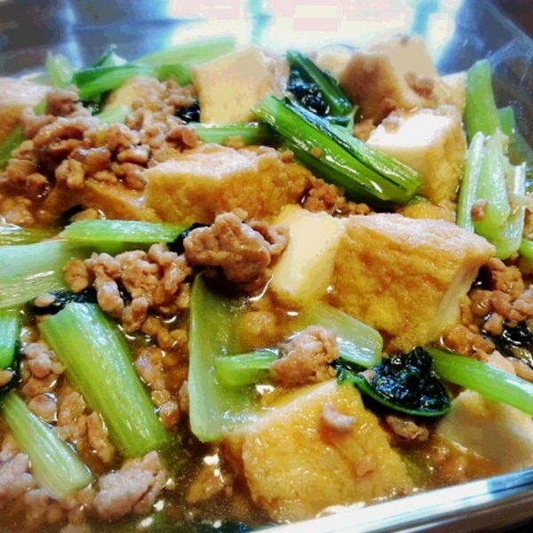 大根の食感がたまらない 大根とひき肉と厚揚げ炒め