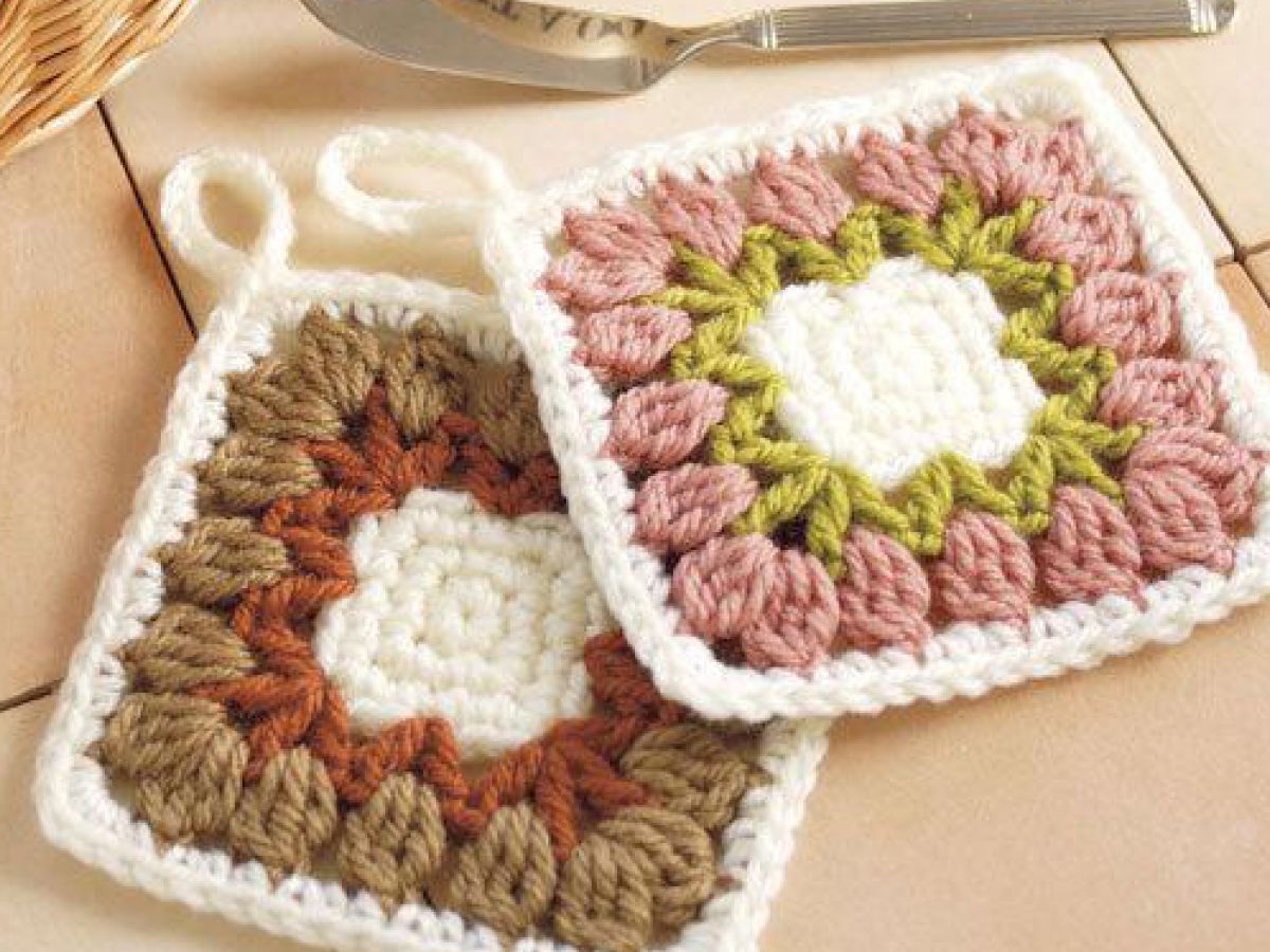 無料編み図 グラニースクエアのアクリルたわし手編みのお店 hus: フース編み物コラムにて編み図・手芸・毛糸の情報配信