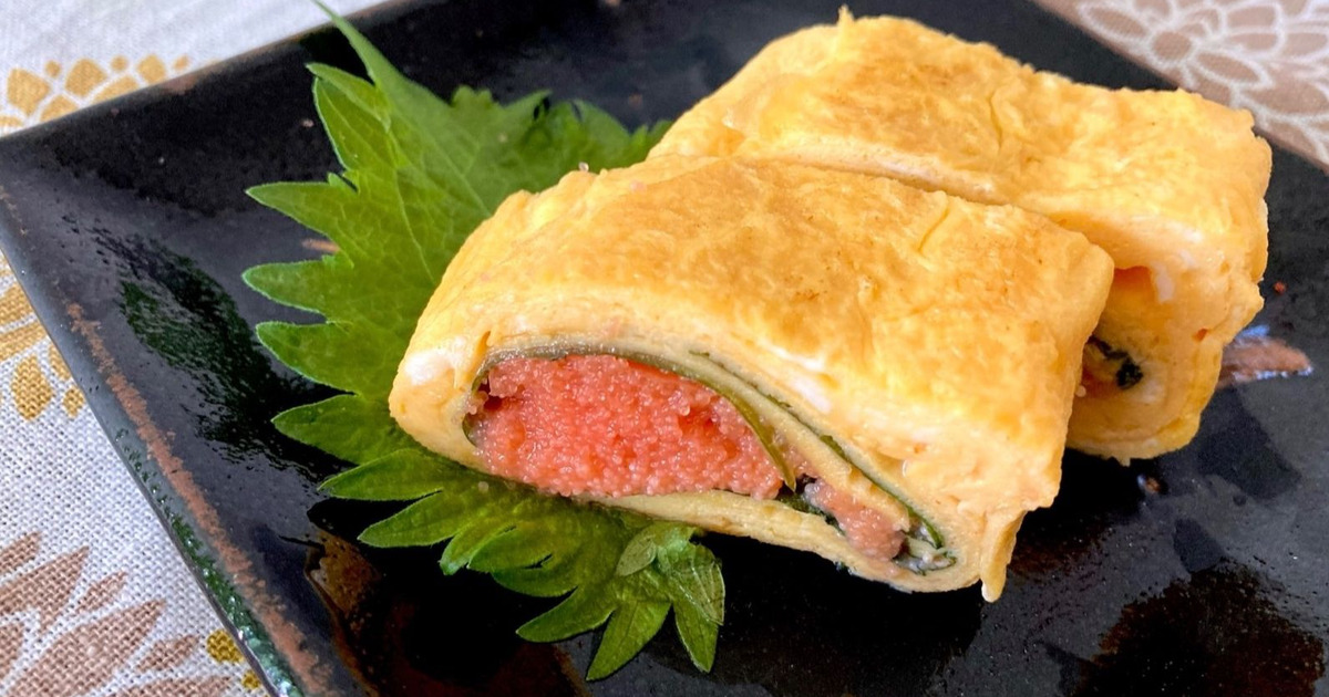 皆さんこんばんは、遠野なぎこです ´∀｀* ♪ 『“毎日美味しいよー o^^o ♪♡”』✨✨✨ 明太子の卵焼きは、ほんの少しの白だしと大好きな九州醤油で味付けしました！！Happy &Love♡🎵🩷✨遠野なぎこおうちごはん自炊大好き明太子卵焼き白だし九州醤油