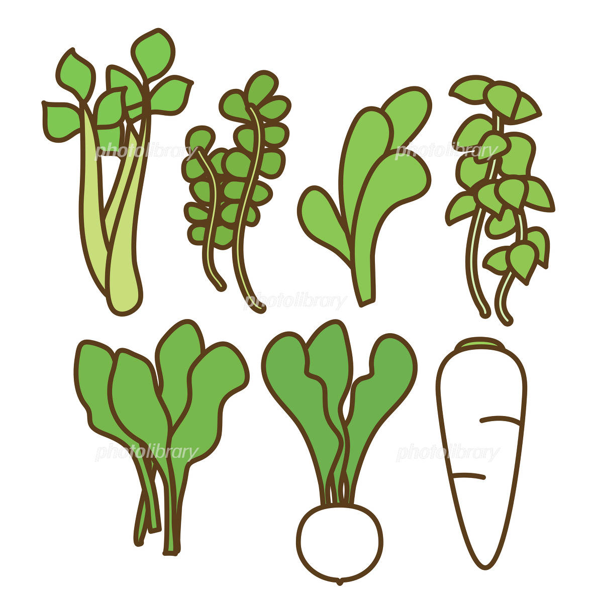 七草と七草粥を食べるこどもたちのイラスト ぬりえ子供と動物のイラスト屋さん わたなべふみ