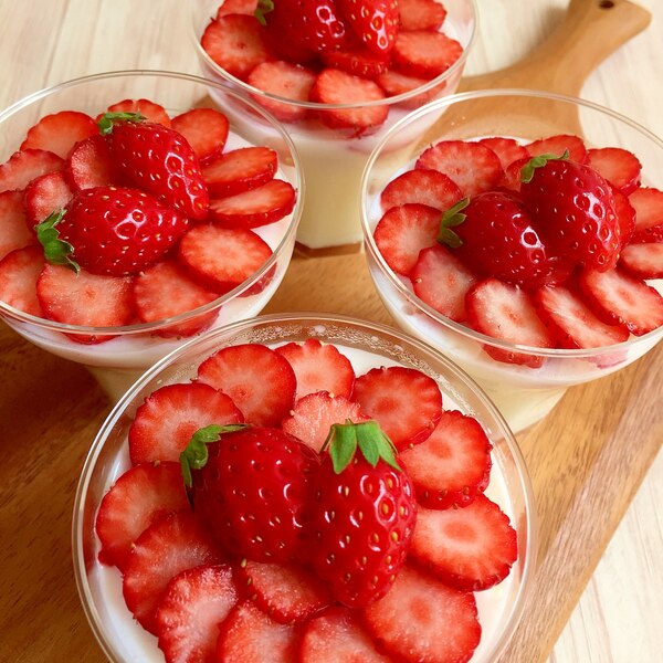 いちごミルクプリンの作り方🍓混ぜて冷やすだけ簡単！strawberry pudding