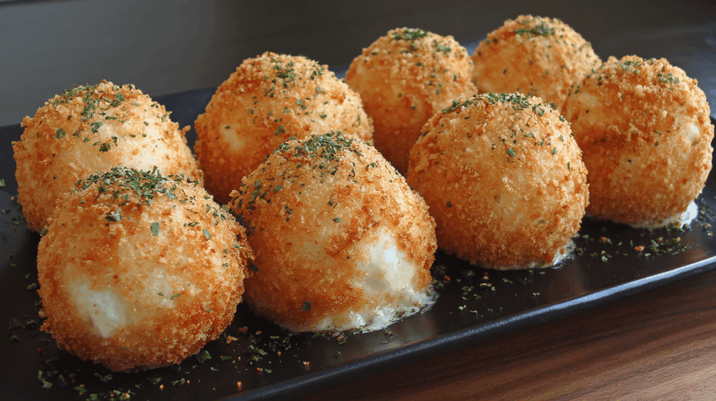 かりっともちもち💕「 きなこのチーズボール」, ----------------------------------⁠,✍️このレシピのポイントは ⁠, ✔️生地はホットケーキミックスと白玉粉でもちもち💕⁠, ✔️お子さまのおやつにもぴったり！⁠,✔️さけるチーズがびよ〜んと伸びる！🧀, ----------------------------------⁠, 詳しいレシピはこちらをチェック,