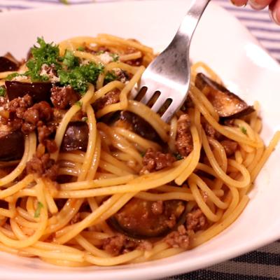 ケチャップ＆ソースで 茄子ミートパスタ