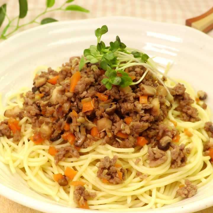 ミートソースのワンポットパスタ