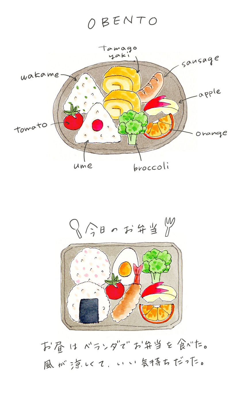 水彩 日本のお弁当 私の理想絵のある暮らし、絵を描く暮らし 水彩練習帖