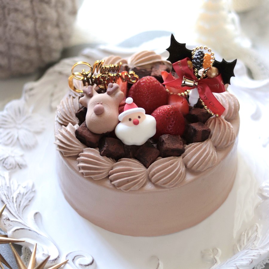 チョコ生クリームフルーツ飾りケーキさいかい堂-長崎・佐世保の洋菓子店