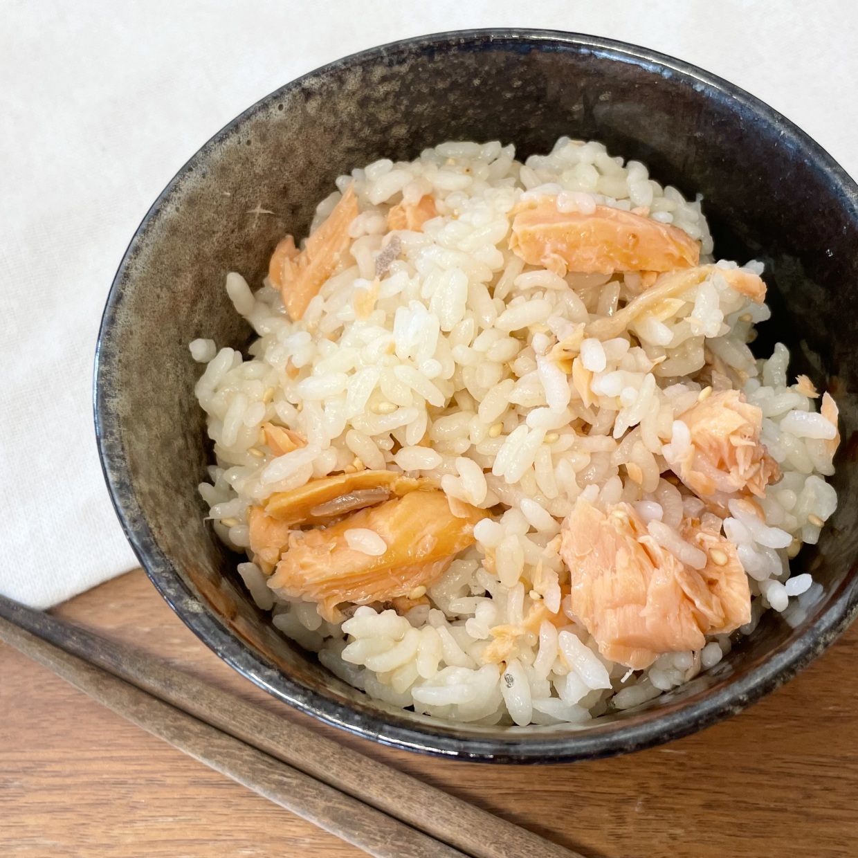 鮭ときのこのだしバタ炊き込みごはん