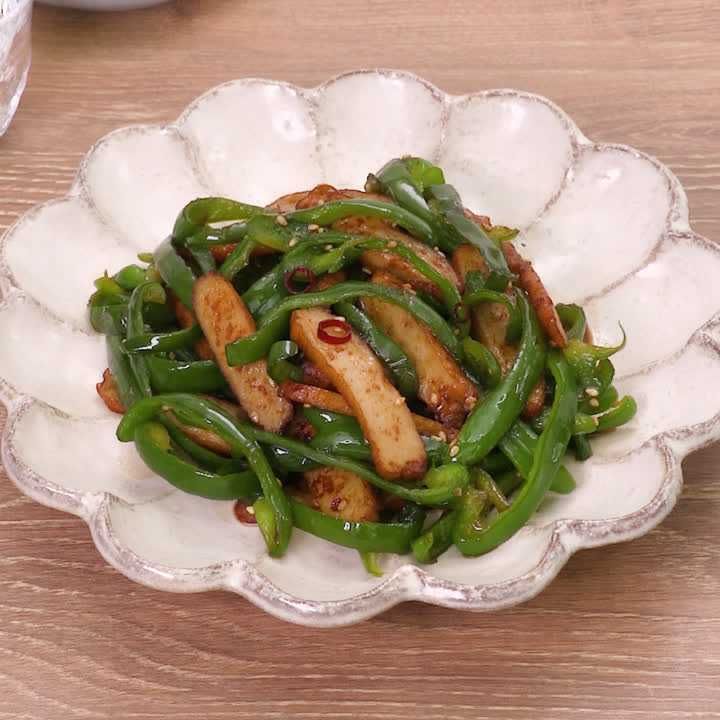 ちくわとチンゲンサイのラー油きんぴら