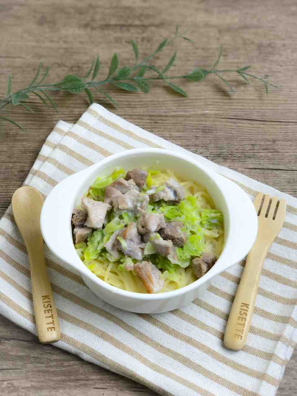 鶏ミンチとキャベツの卵とじ 離乳食後期：9～11カ月 eフレンズ ぱくぱく献立くん