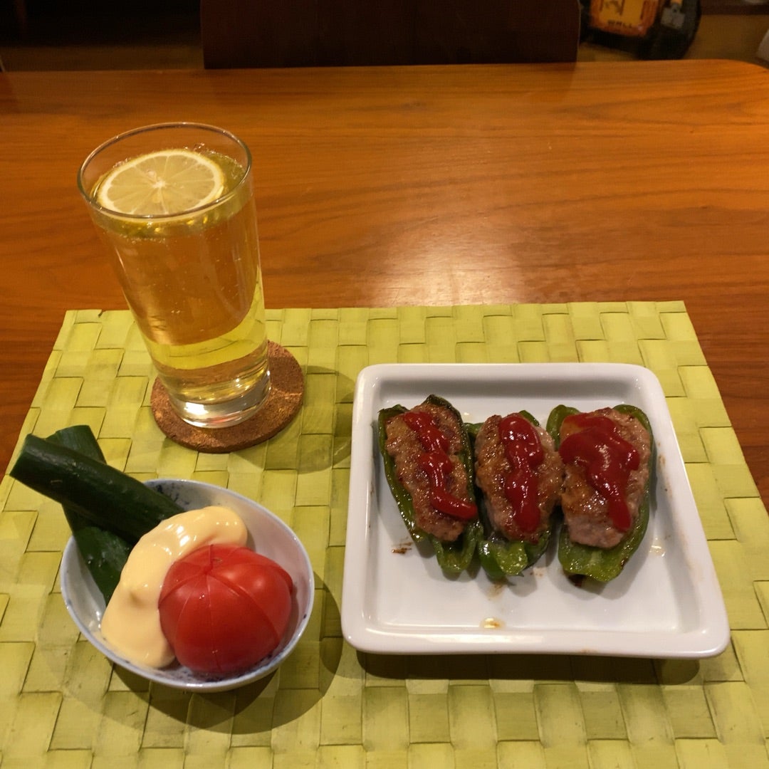 ピーマンの肉詰めのケチャップソース和え