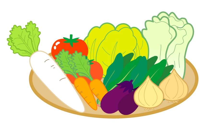 野菜かご 夏野菜 素材・イラスト：イラスト無料