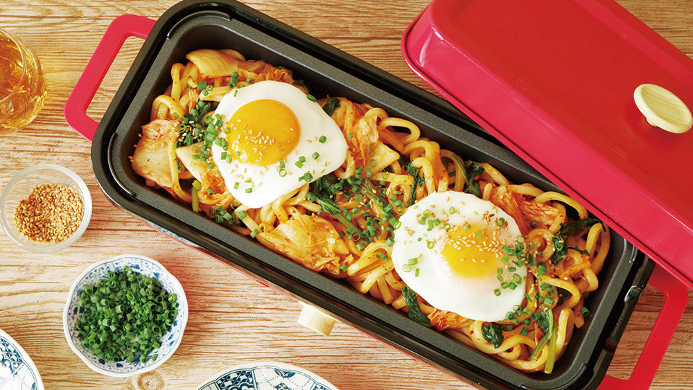 簡単ホットプレートで焼きうどん