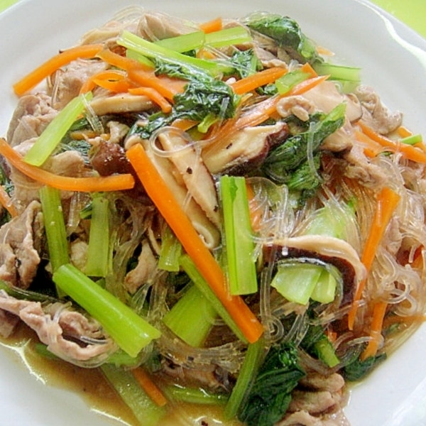 ホットクック 小松菜と豚ひき肉の春雨煮