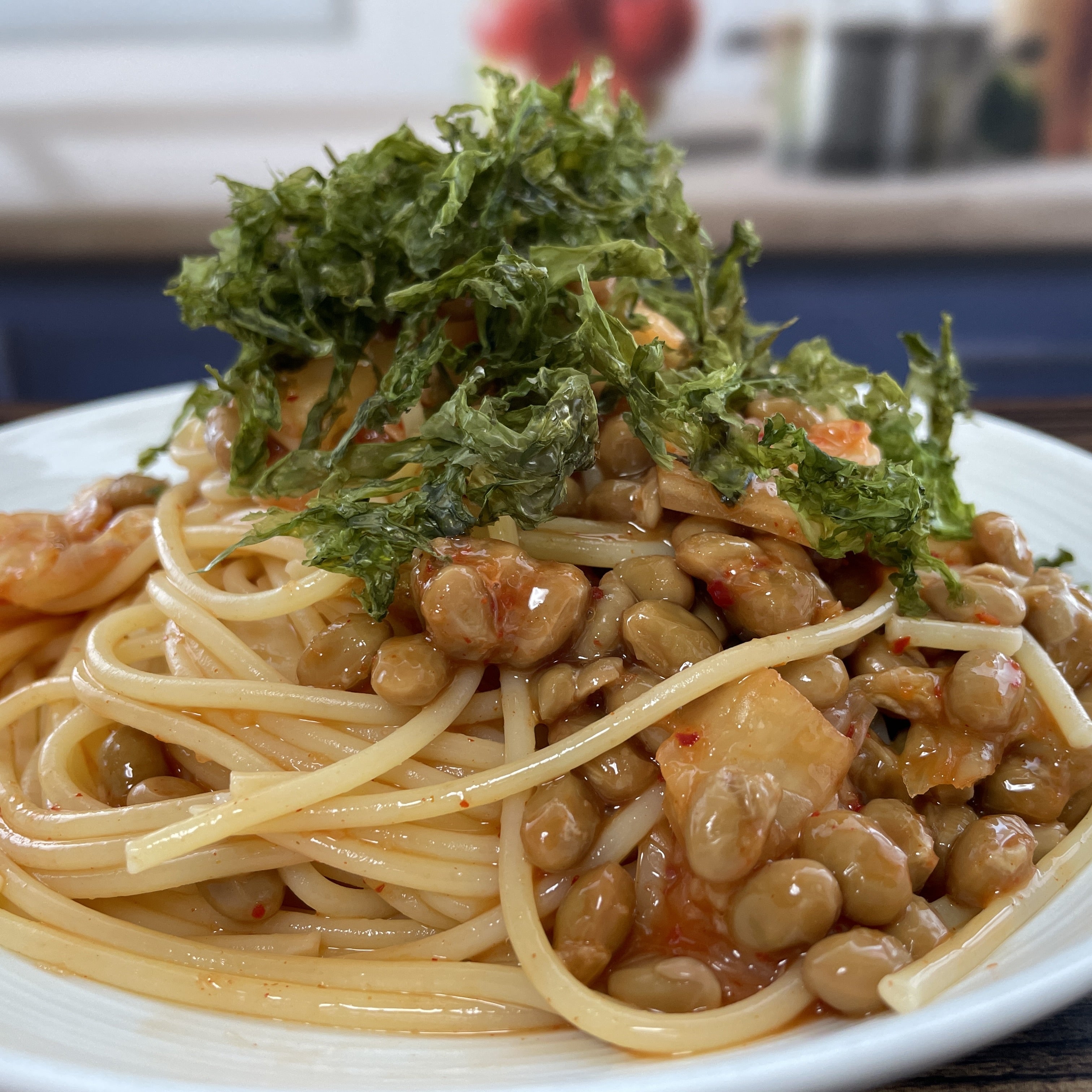 キムチ納豆ぶっかけパスタBASE FOOD Labo