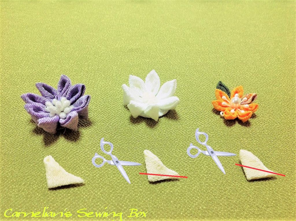 ハンドメイド 髪飾り 剣つまみだけで作る 組み上げ編 今年もまだ間に合う！ 七五三、成人式の髪飾りの作り方 初心者さん向け つまみ細工ちりめん細工diy ハンドメイド Kanazashi tsumamizaiku - YouTube