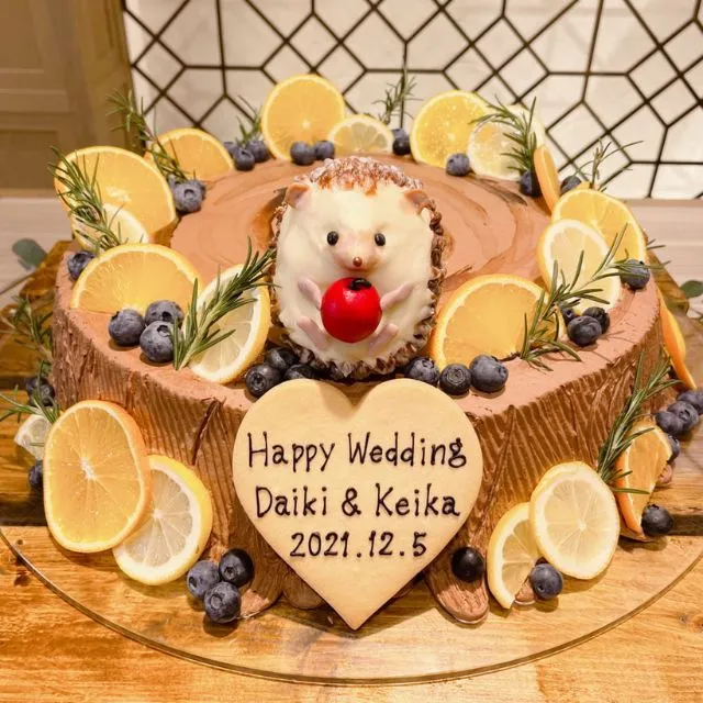 結婚式の可愛い1段のウェディングケーキデザイン集