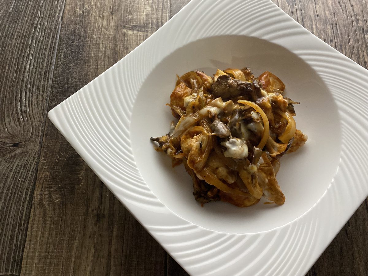 舞茸と鶏肉のケチャップパスタ