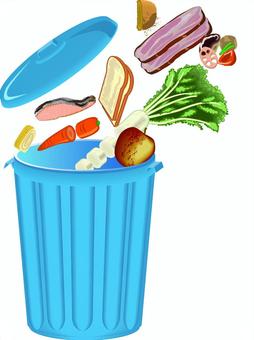 ゴミ箱に捨てられていく食べ物1 フードロス の無料 フリー イラストかわいい手描きの無料素材「てがきっず」保育園・小学校・介護施設にぴったりの フリー素材イラスト