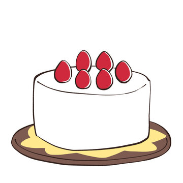 いちごのショートケーキイラストのフリー素材イラストイメージ