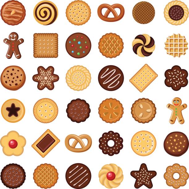 いろんな種類のクッキーイラストのフリー素材イラストイメージ