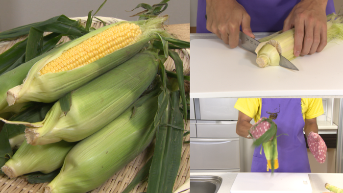 とうもろこしの皮むき体験宇治支援学校