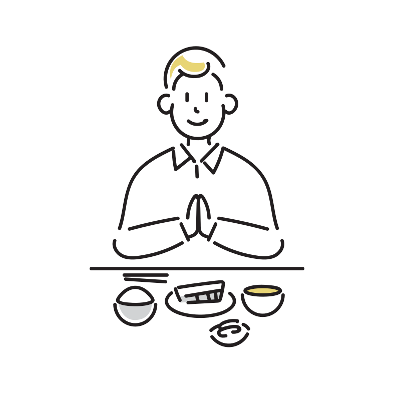 いただきます♡＜ぶち猫 にゃんこ＞：イラスト無料