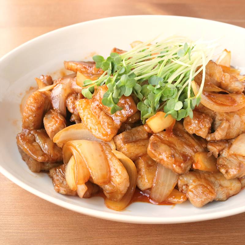 子どもにも好評♪豚肉と玉ねぎのガリマヨポン♪