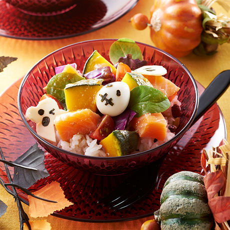 ハロウィンおばけのブロッコリーサラダ