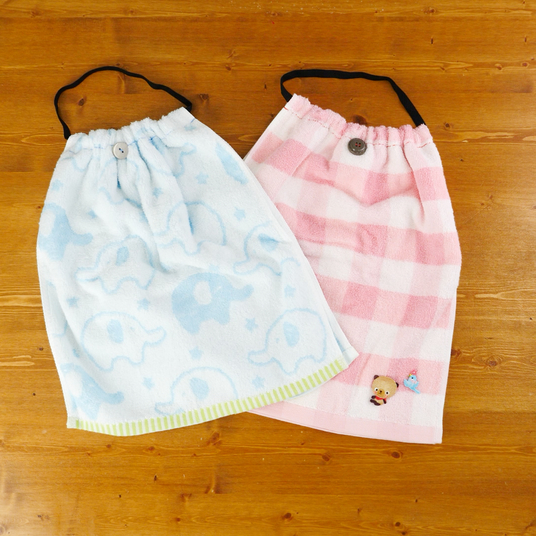 ミシン不要 タオルと100均のゴムで作るお食事エプロン！未満児の入園準備に凡人主婦の暮らしメモ