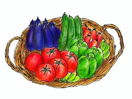 秋のイラストNo.025『秋の野菜-バスケット』 無料のフリー素材集 花鳥風月